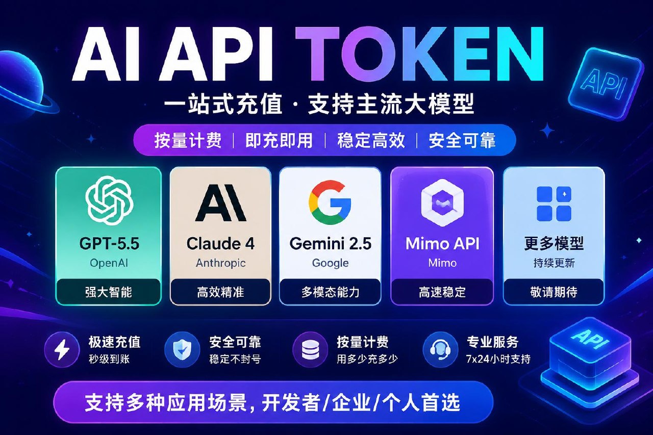 大模型API Token充值｜GPT Claude Gemini 自动发卡 安全稳定